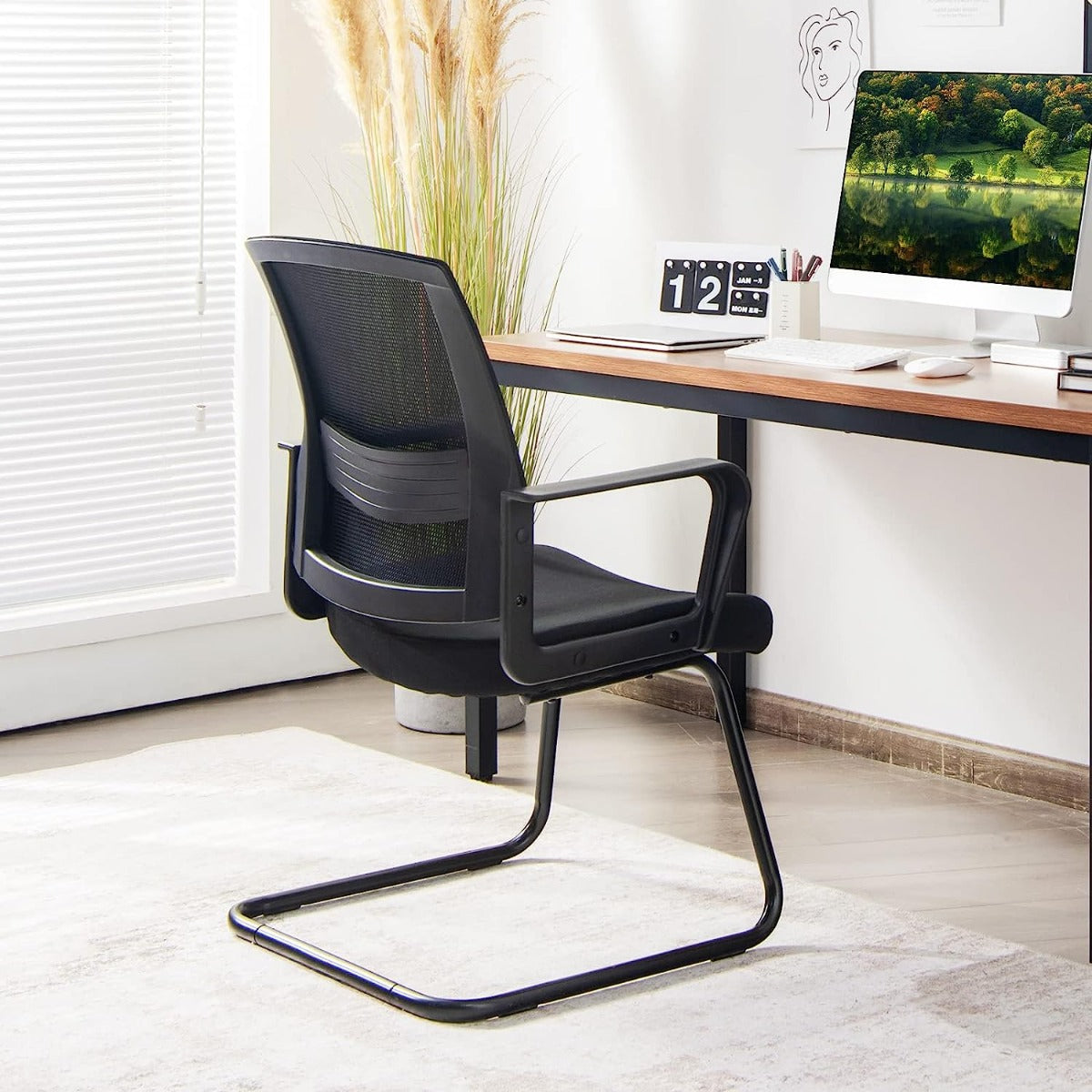 Set – med mesh kontorsstolar ryggstöd upp till lastkapacitet – 2 136 kg 60 x 54,5 x 94 cm – Svart
