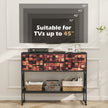 Konsolbord – med tygfack, hylla, metallram, trä, mosaikmönster, och – 4 – Kaffe