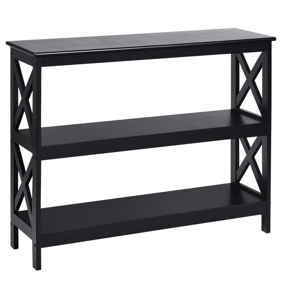 Konsolbord – Sidobord Industriell design med hylla Hallbord – 100 x 33 x 80 cm – Svart