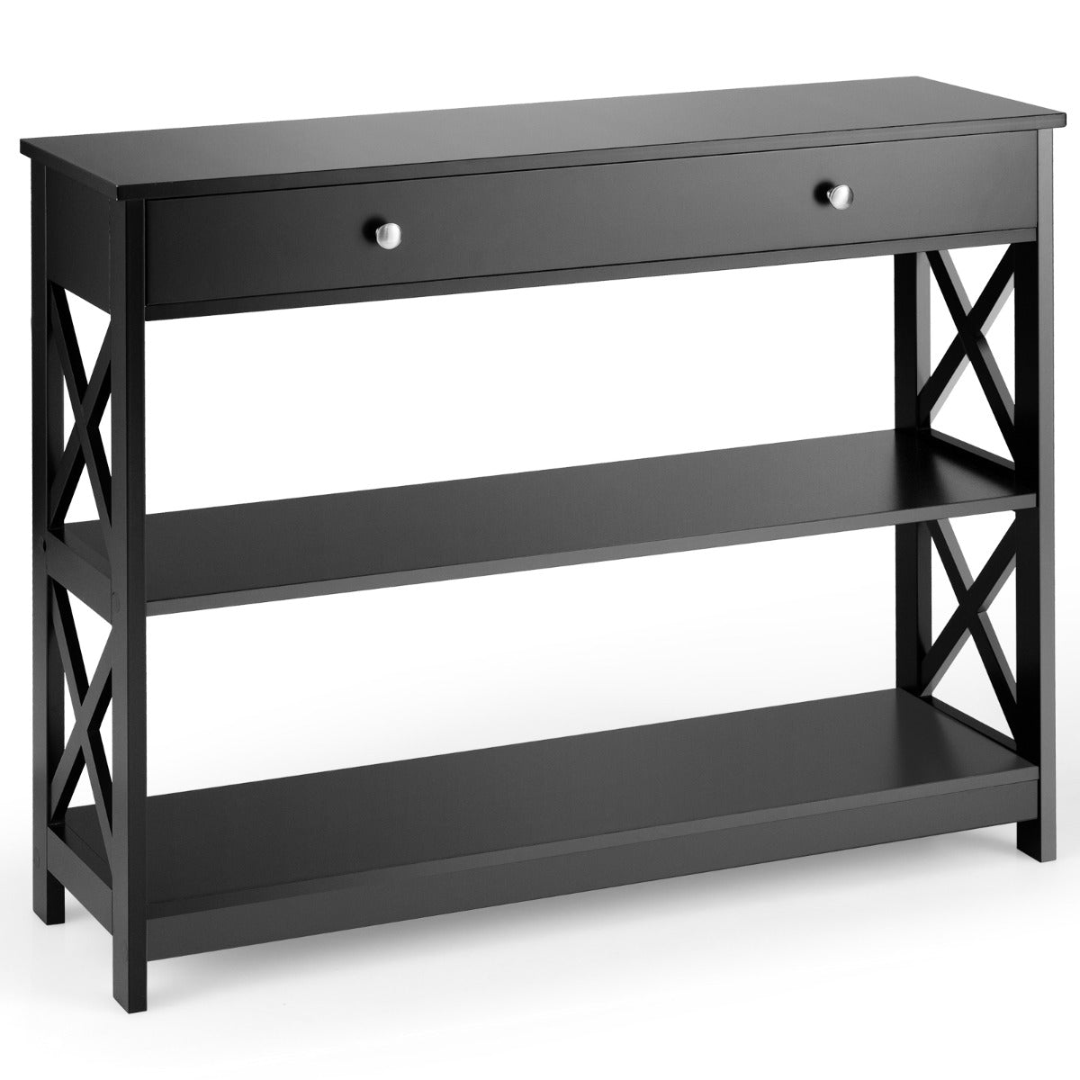 vånings – konsolbord med låda Hallbord av trä – 3 100 x 30 x 80 cm – Svart
