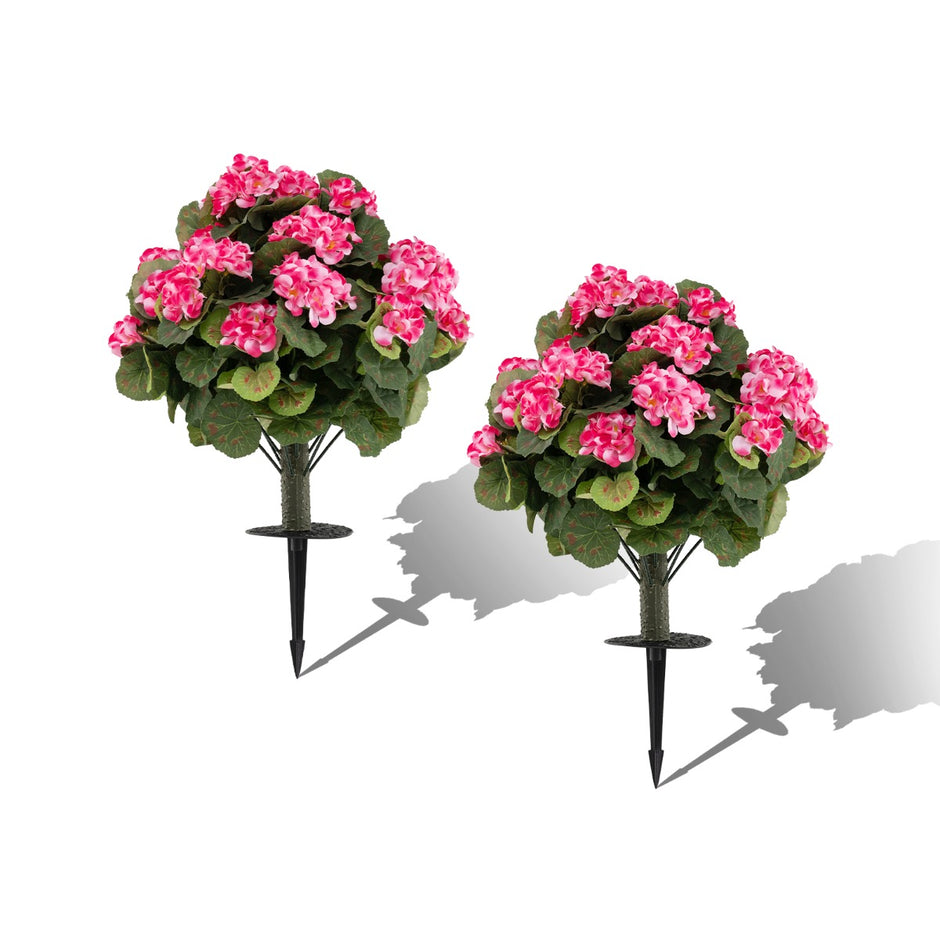 Delnings – Set Konstgjorda Pelargoner Med Realistisk PE Stam och Silkblommor Blad – 2 – Rosa