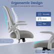 Ergonomisk – kontorsstol med uppfällbara armstöd och gungfunktion datorstol – Grå