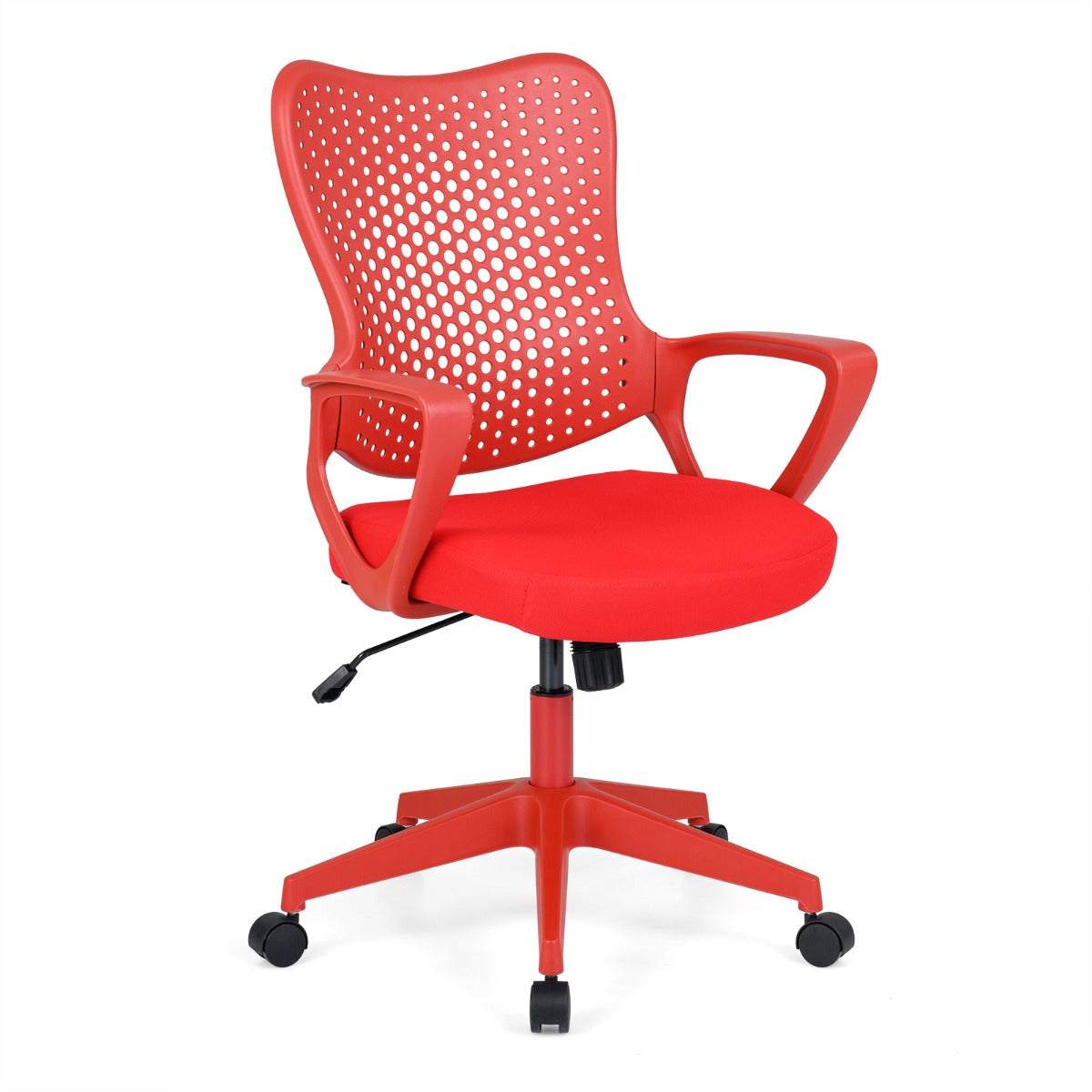 Ergonomisk – Kontorsstol Med Andningsaktivt Nät Ryggstöd Höjdjusterbar Roteringsstol – Röd