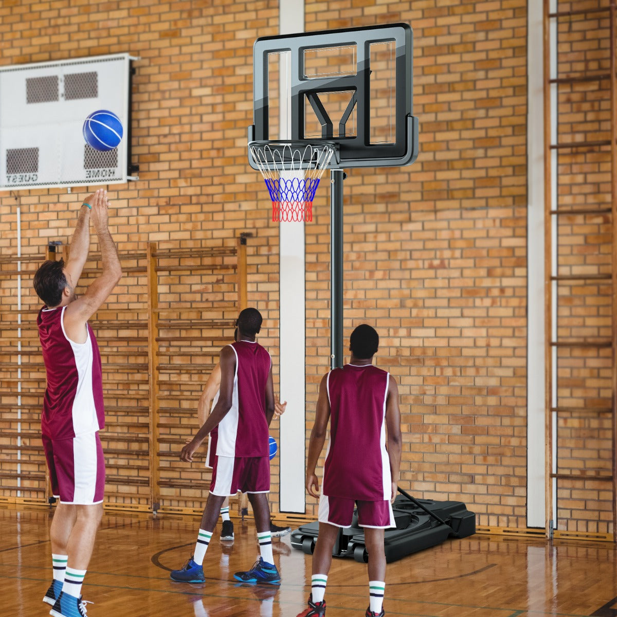 Höjdjusterbart – basketställ Utomhusbasketbåge med stativ – 170-305 cm – Svart