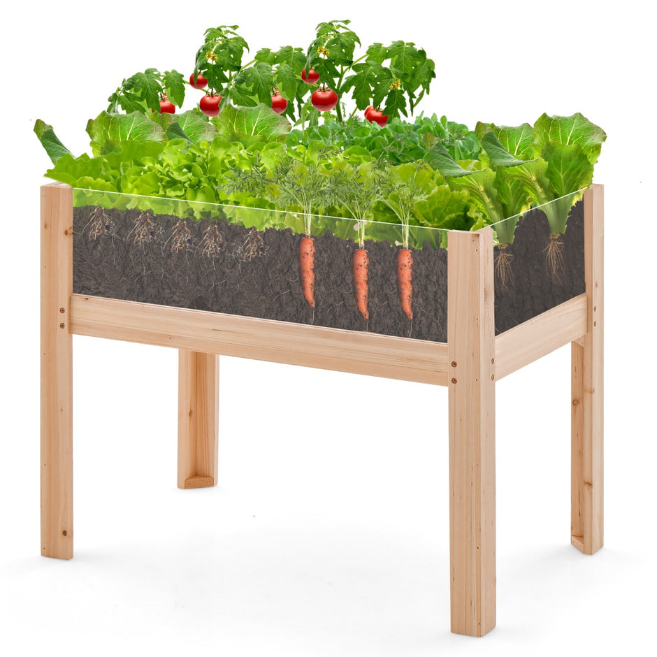 upphöjd – bädd med dräneringshål och transparenta akrylpaneler – 130 L 100 x 59 x 77 cm – Natur