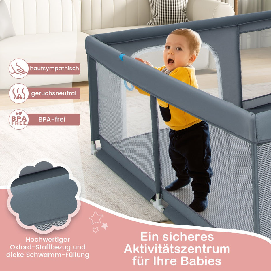 Baby – lekhage med havskulor och handtag dörr Crawling Gate – 50 4 200 x 180 cm – Grå