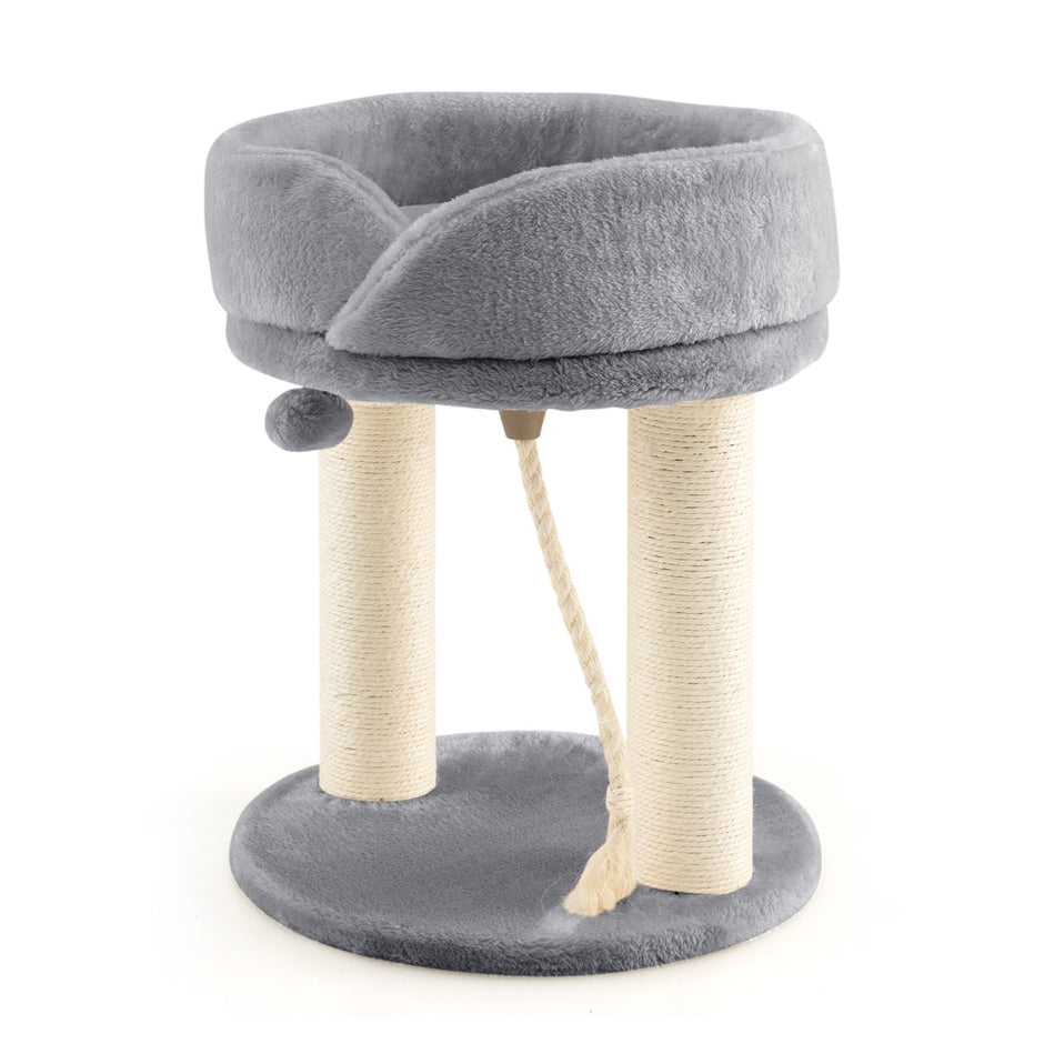 Cat – Tree Scratching Post med mjuk sits Sisal Tower för Cats – Grå