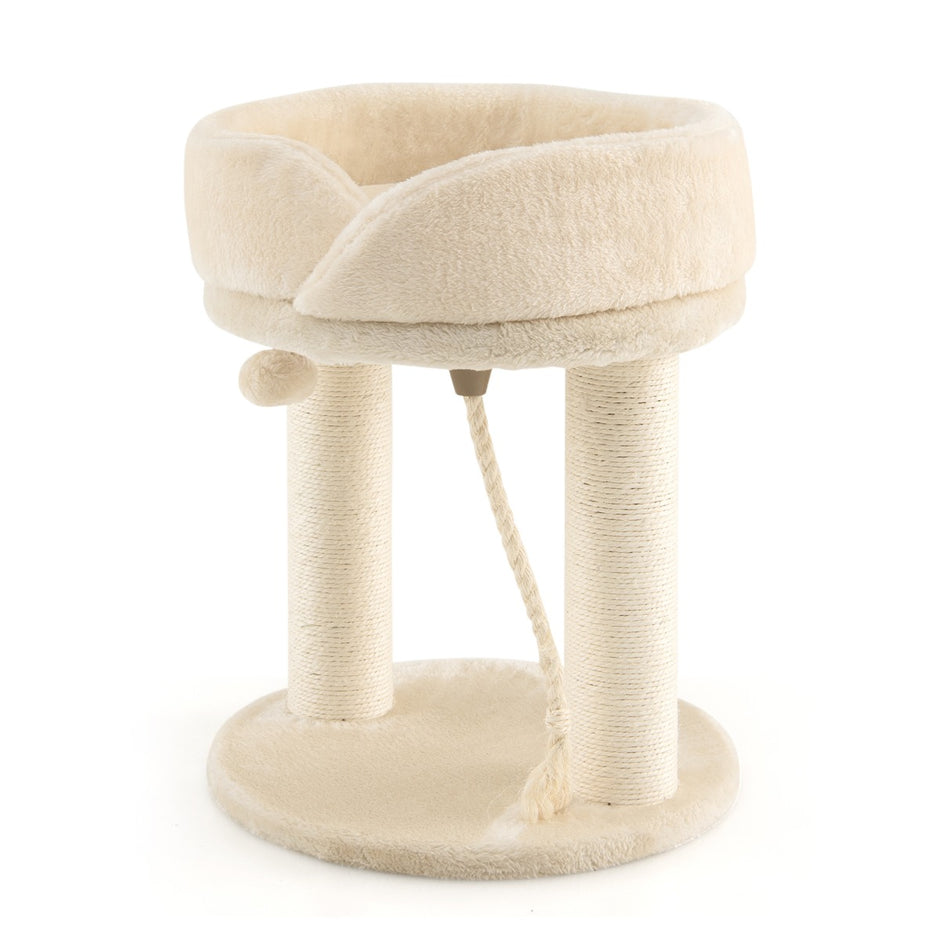 Cat – Tree Scratching Post med mjuk sits Sisal Tower för katter – Beige