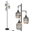 Stående – lampa med st E27 socklar och fotbrytare, modern burskärm – 173 cm 3 – Svart