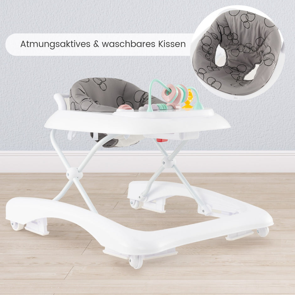 i – Baby Walker hopfällbar gåstol med justerbar höjd och hastighet – 3 1 – Grå