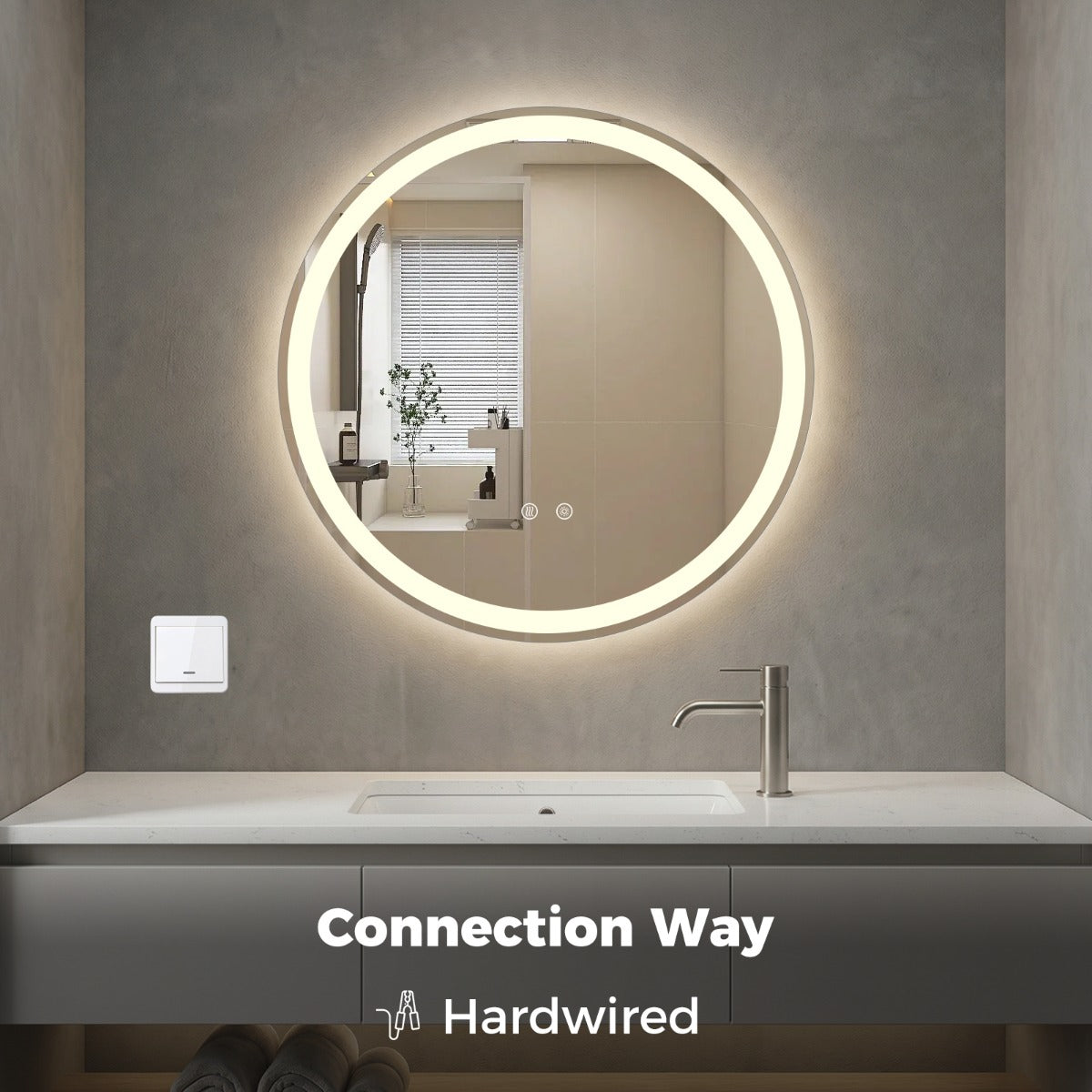 Rund – LED belyst spegel med justerbar ljusstyrka – 60 cm – Silver