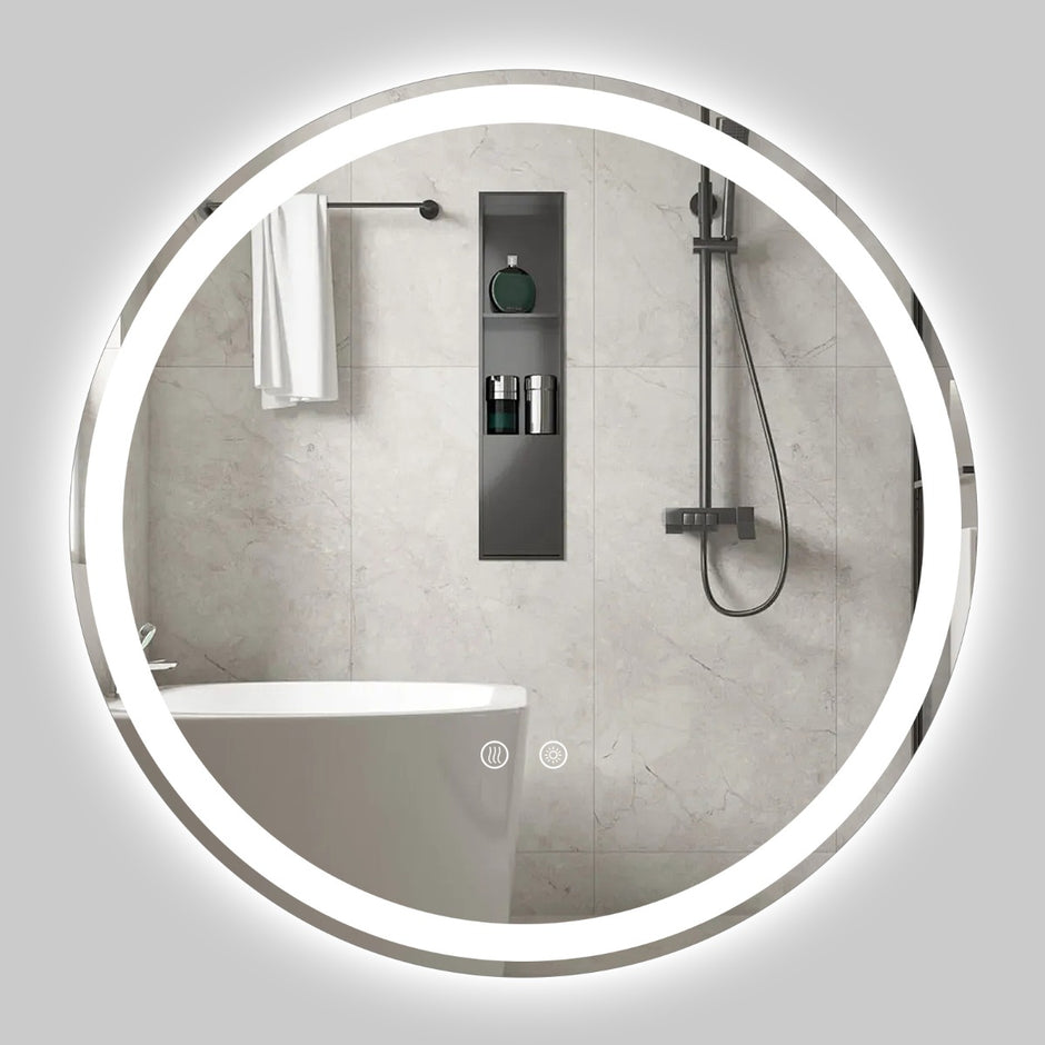 Rund – LED belyst spegel med justerbar ljusstyrka – 60 cm – Silver