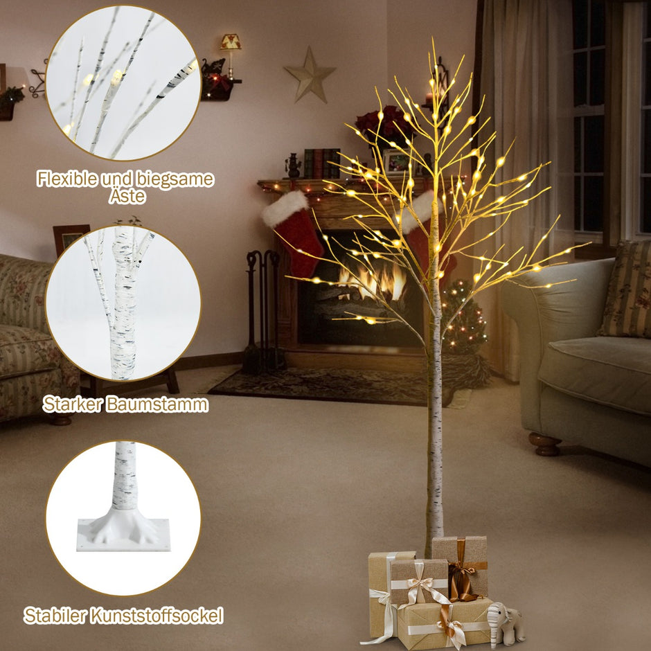 LED ljusträd – björkträd med varmvita – 150 cm – Vit