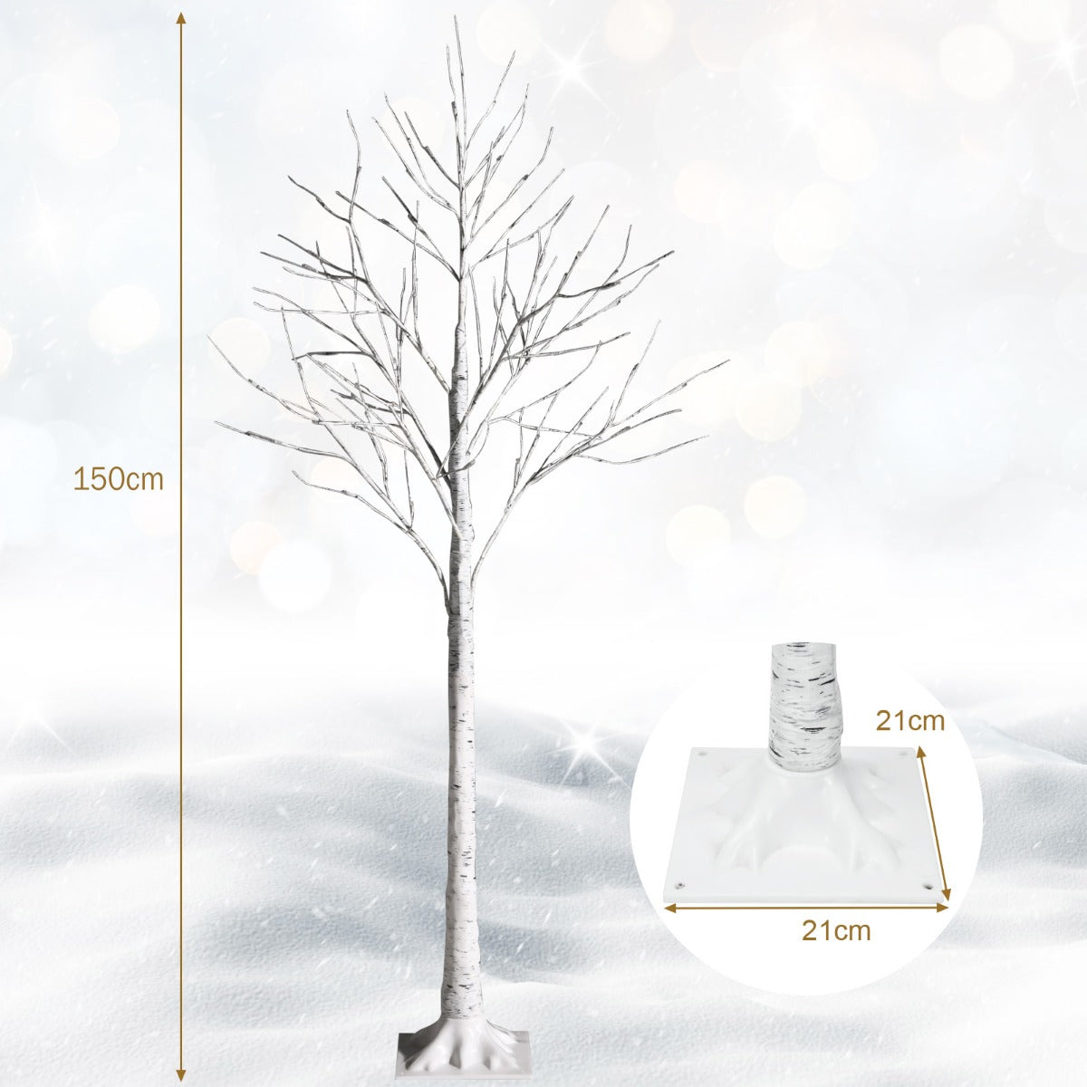 LED ljusträd – björkträd med varmvita – 150 cm – Vit
