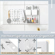 Verktygsvägg – med förvaringsbehållare och förvaringsställ magneter krokar pegboard – 2 1 5 4 – Vit