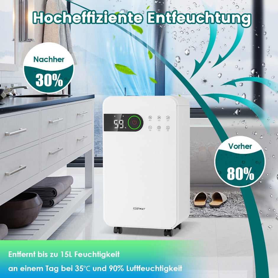 2,3L – avfuktare med viloläge för hemkällaren Mobil timmars timer – 24 – Vit
