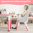 Barnbord – med stolar set graffiti bordsskiva Höjdjusterbar barnsittgrupp – 4 – Rosa