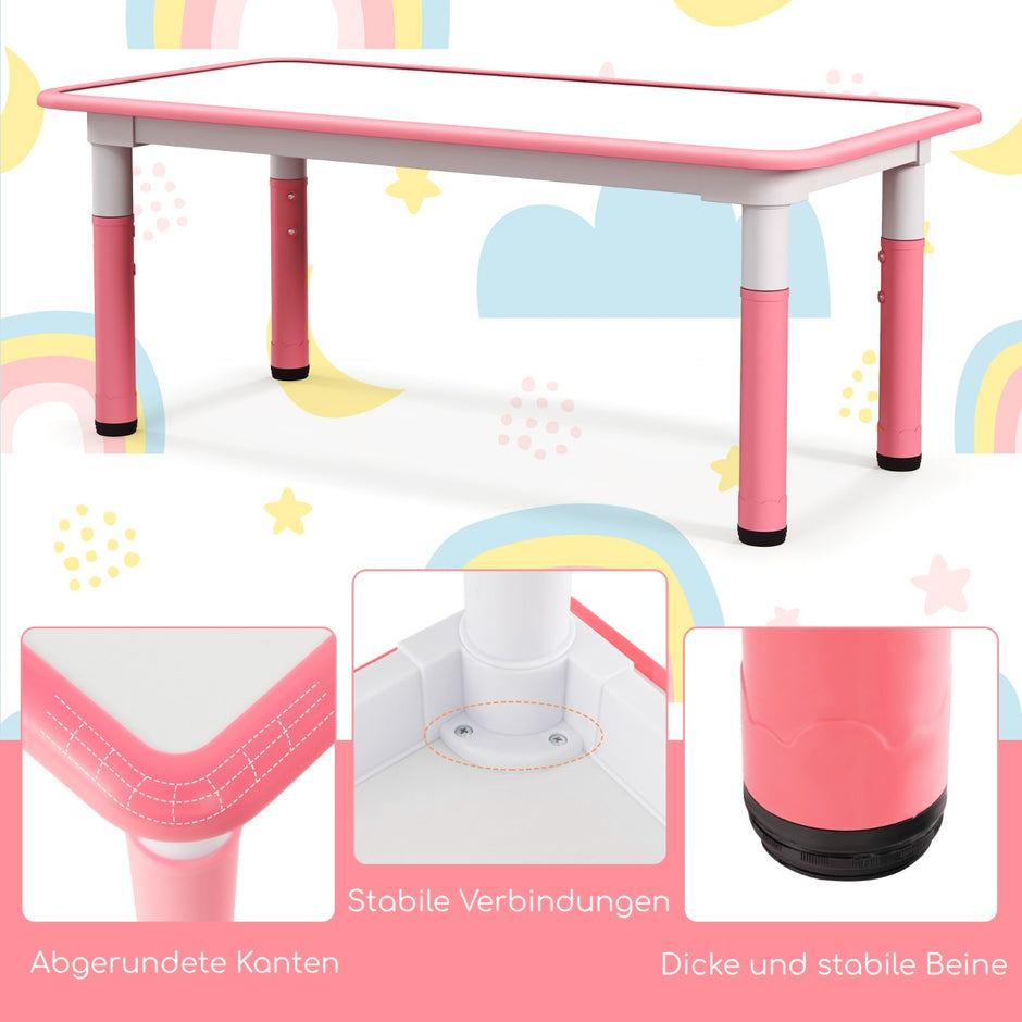 Barnbord – med stolar set graffiti bordsskiva Höjdjusterbar barnsittgrupp – 4 – Rosa