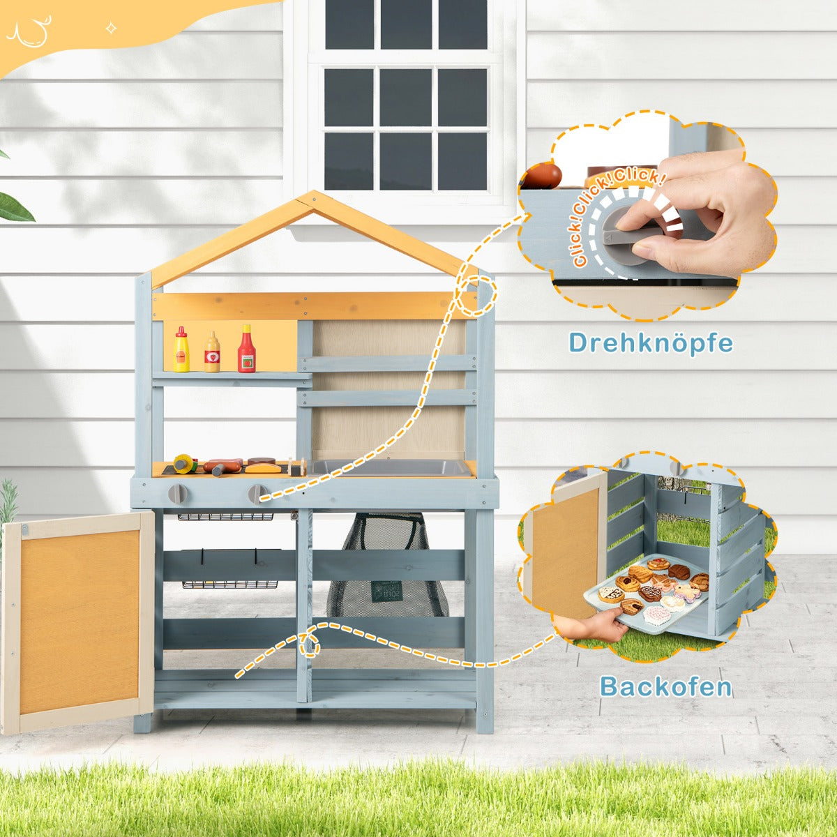 I – Lerkök Barn utomhus Trä med väska och korgar Flerfärgad – 2 1 75 x 34 x 111 cm – Färgglad