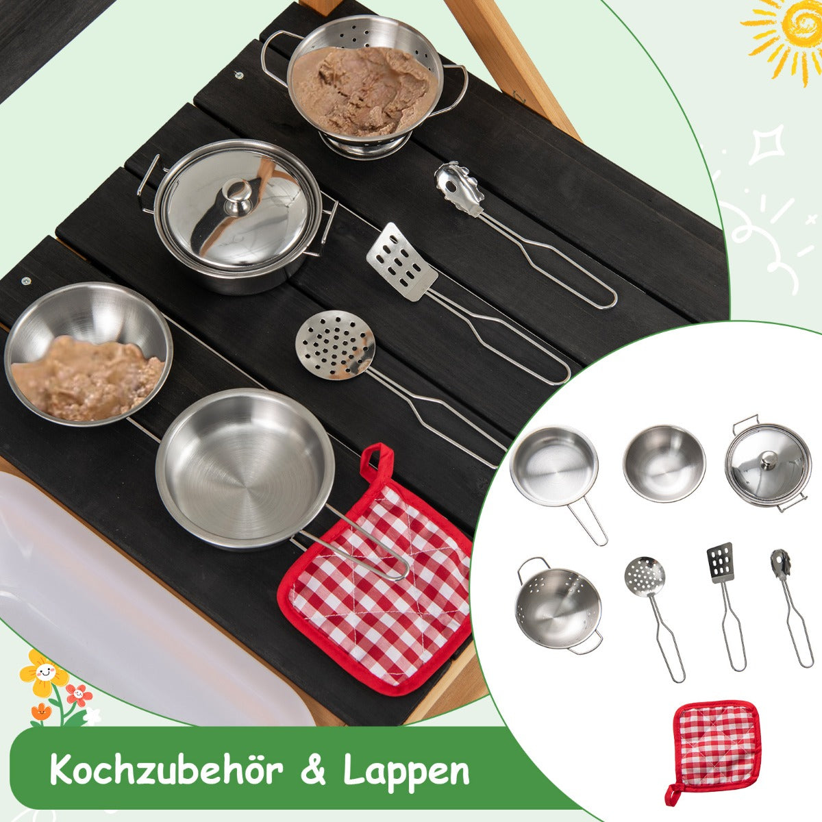 Lerkök – Barn Utomhus Gran Trä med tillbehör – 81 x 36 x 49 cm – Natur