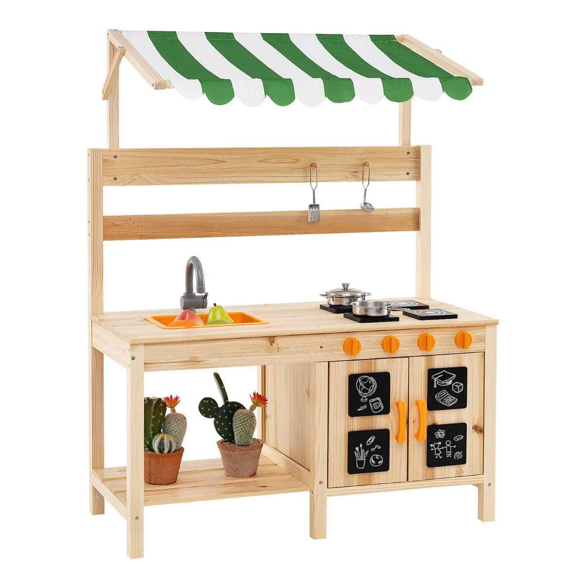 Lerkök – Barn Utomhus Gran Trä med tak – 88 x 39 x 117 cm – Natur