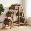 Flerstegs – upphöjd rabatt Trä med ribbotten design och planteringslådor – 6 126 x 90 x 115 cm – Natur