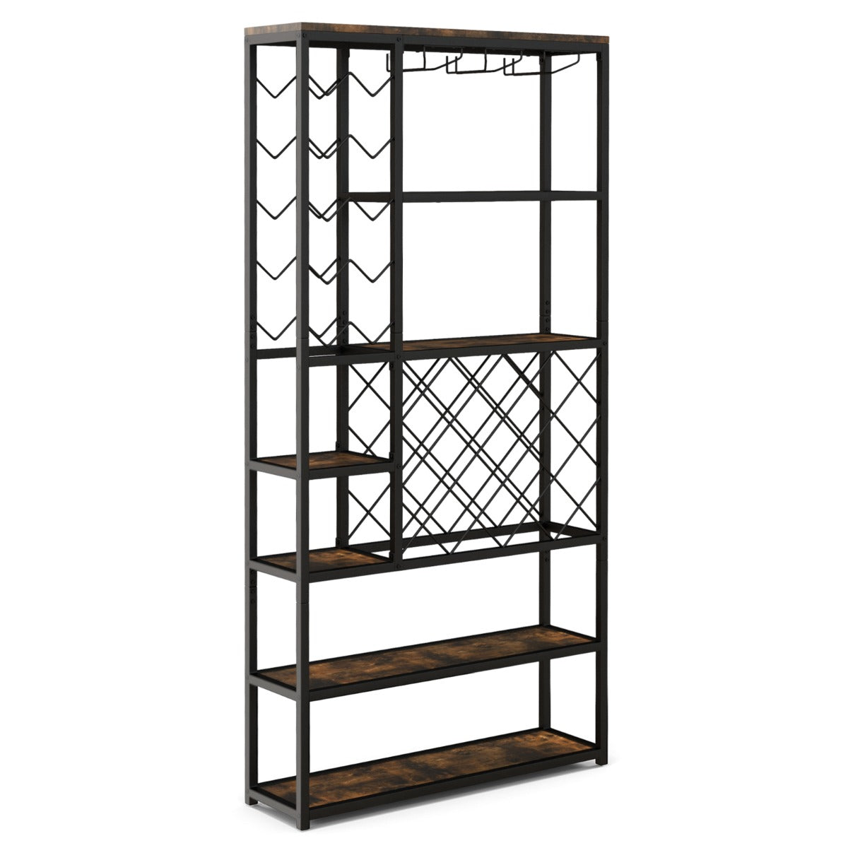 Vinställ – för flaskor av metall med glashållare barskåp – 27 81 x 23 x 166 cm – Svart