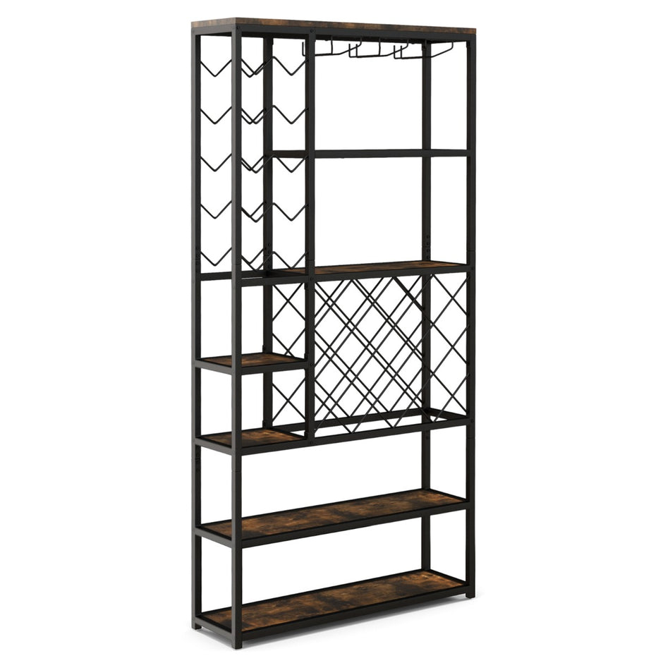Vinställ – för flaskor av metall med glashållare barskåp – 27 81 x 23 x 166 cm – Svart