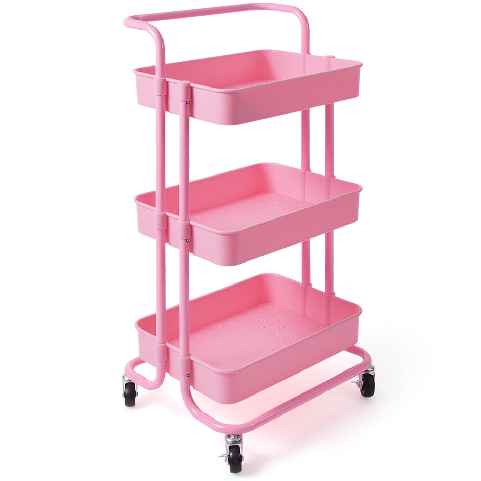 hyllor – Rullvagn Multi Purpose Cart med handtag Enkel montering – 3 – Rosa
