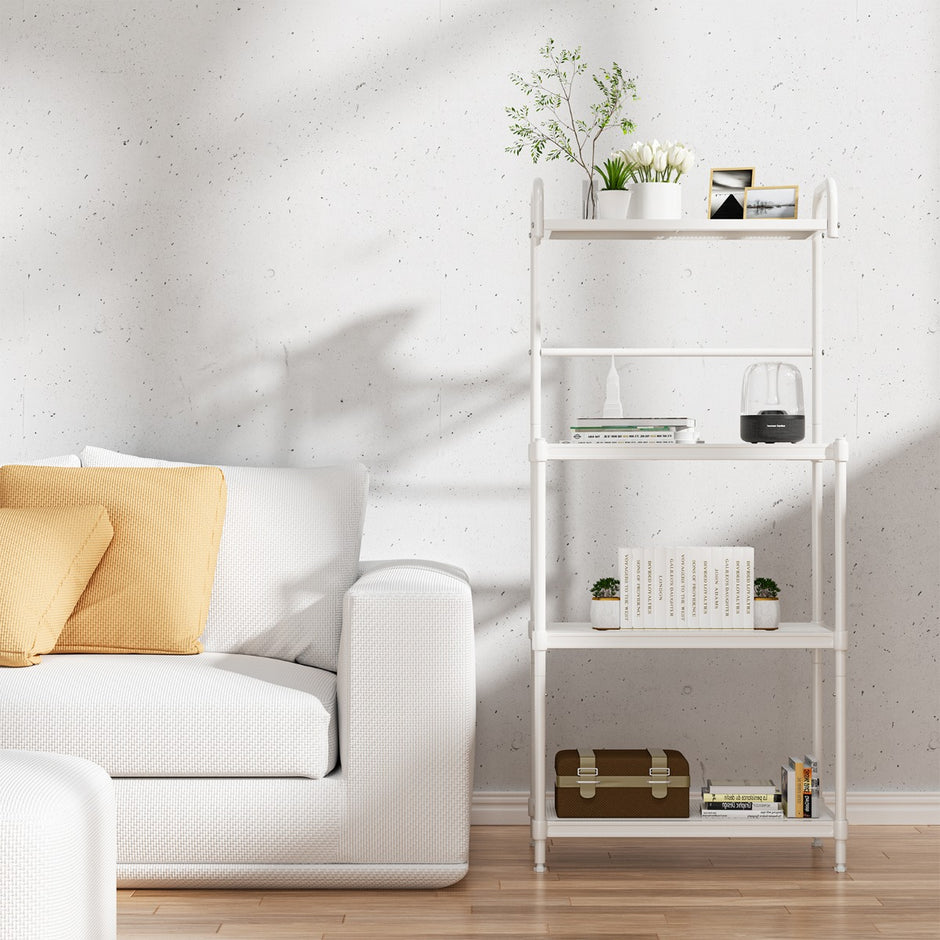 vånings – kökshylla med justerbara hyllor Mikrovågshylla – 4 59 x 34 x 136 cm – Vit