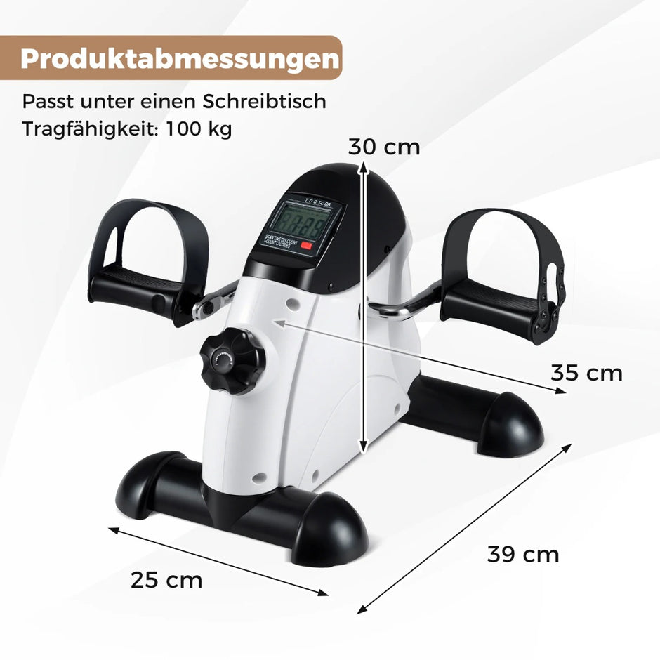 Mini – pedaltränare med LCD skärm Bärbar träningsmaskin för arm och benträning – Vit