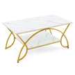 Soffbord – med marmorlook Modernt av konstmarmor – 100 x 50 x 45 cm – Vit