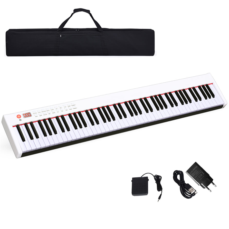 Digitalt – piano med tangenter Bärbar elektronisk klaviatur + – 88 127 x 21,5 x 6,5 cm – Svart och vit