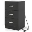 Sängbord – med laddstation modern nattduksbord förvaringslådor – 3 38 x 35 x 66 cm – Svart