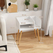 Sängbord – sidobord med öppet fack soffbord metallstödben st – 50 x 32 x 58 cm 2 – Vit