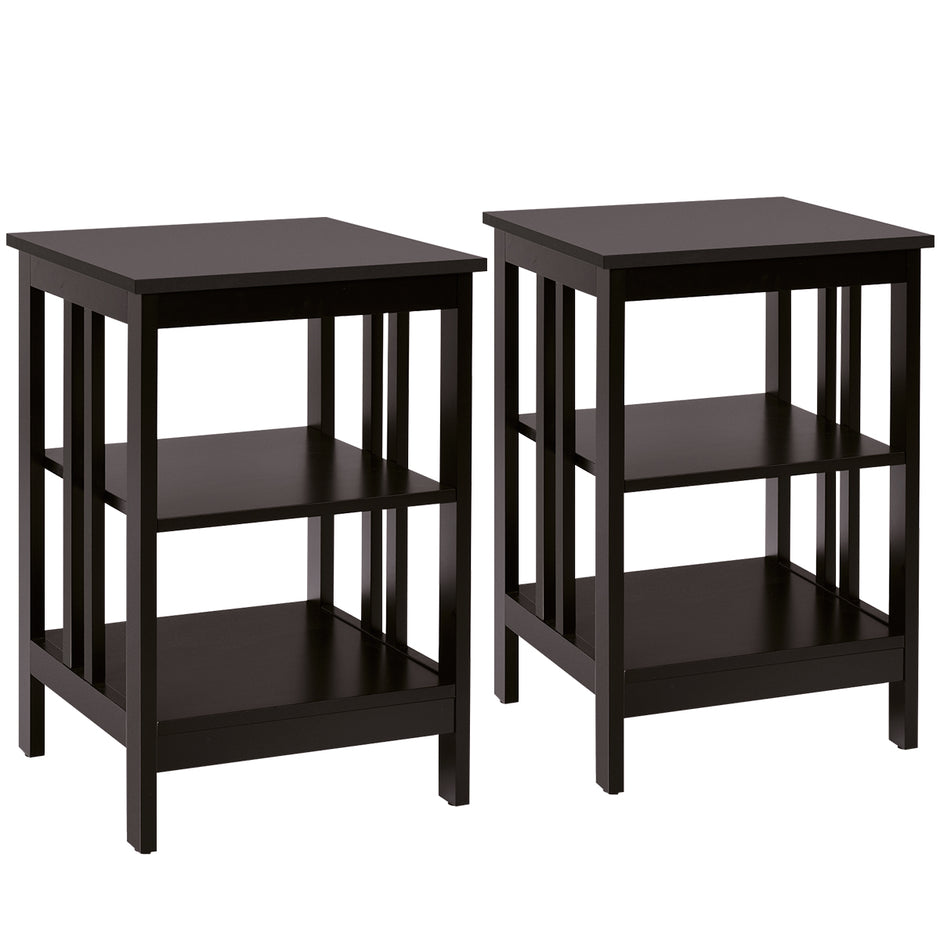 Sängbord – våningar set med sidobord Nattduksbord soffbord för sovrum – 3 2 40 x 40 x 61 cm – Kaffe