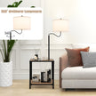 Modernt – sidobord med bordslampa och 360° roterande sänglampa – 49 x 34 x 144 cm – Brun