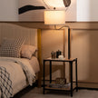Modernt – sidobord med bordslampa och 360° roterande sänglampa – 49 x 34 x 144 cm – Brun