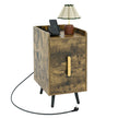 Sängbord – med laddstation smalt lådor och USB portar – 2 40 x 32 x 60 cm – Rustik brun