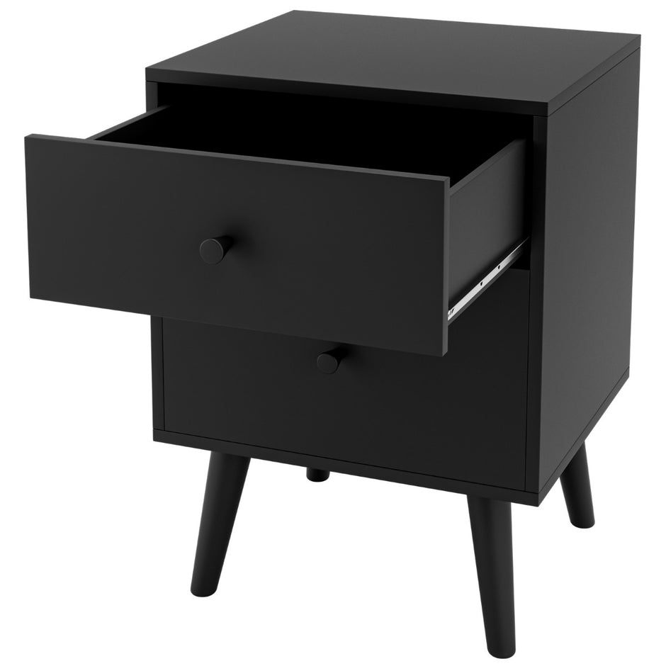 Sängbord – med lådor Sidobord massiva träben – 2 45 x 39,5 x 62 cm – Natur