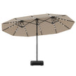 Dubbelsolparasoll – med LED belysning, UV 50+ bas utomhusparasol – Beige