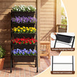 Vertikalt – odlingsbädd med hjul, våningar blommotrappa i metall – 5 57 x 68 x 117 cm – Svart