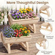 pack – Odlad Bänk Av Granträ Med Dräneringshål Halvfat Blomlåda – 2 – Natur