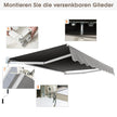 Solskydd – utdragbar markis aluminium terrass – 295 x 250 cm – Grå