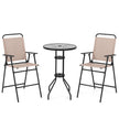 delat – utomhus bistroset uteplats barbord med fällbara stolar och parasollhål – 3 2 – Beige