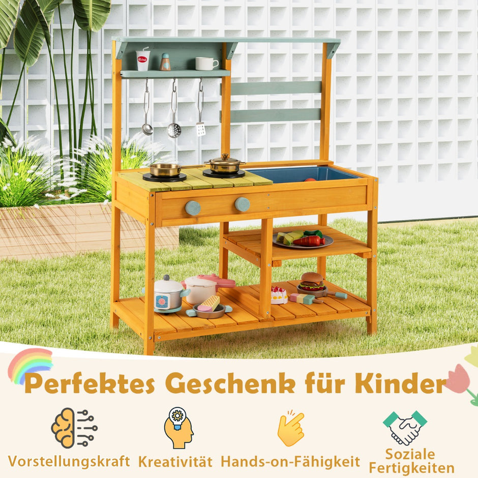 Mud – Kitchen Lekkök av gran med spisknoppar och diskbänk – Gul