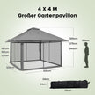 Paviljong – med Mesh sidoväggar UV skydd 50+ – 4 x 4 m – Grå