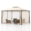 Paviljong – med dubbeltak och myggnät Vattentätt partytält – 3,6 x 3 m – Beige