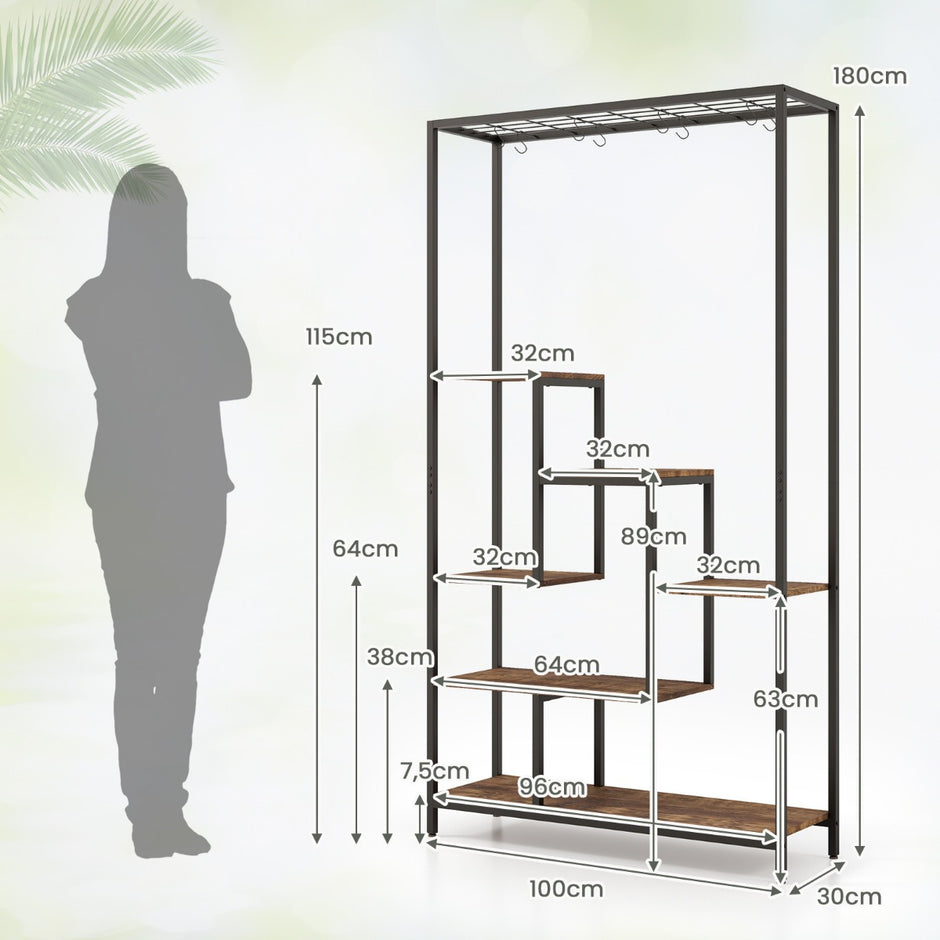 Växtställ – våningar Växthylla Metall med S krokar Svart + – 6 180 cm 10 – Rustik brun