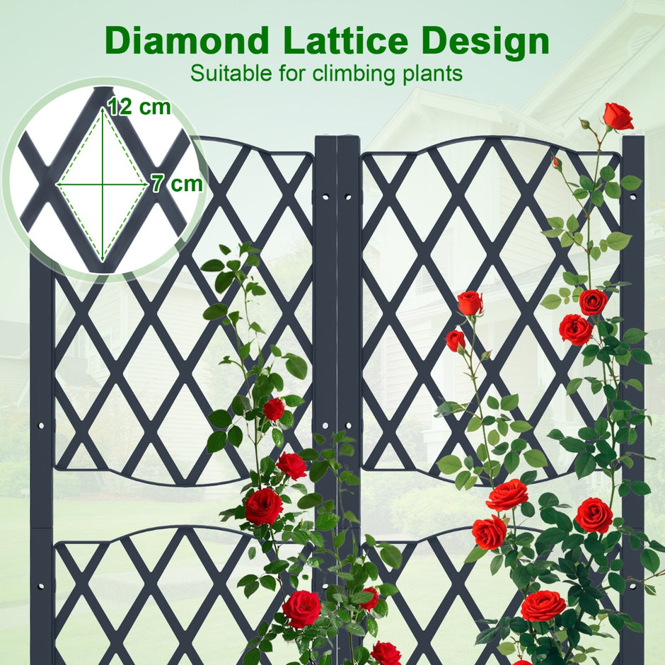 Blomlåda – med stödvägg för klättrande växter, höjdsåklåda spalier – 80 x 40 x 122 cm – Grå